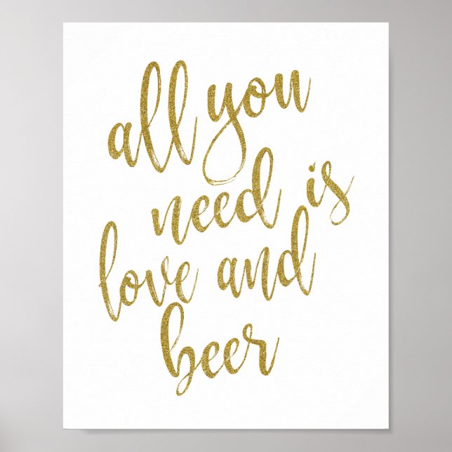 Poster Tudo o que você precisa é amor e cerveja Sinal Dou (Frente)