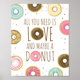 Poster Tudo o que Você Precisa É Amor e Donuts Baby Chá d