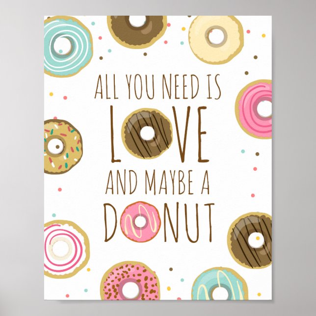 Poster Tudo o que Você Precisa É Amor e Donuts Baby Chá d (Frente)