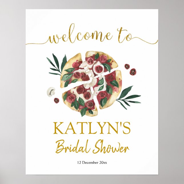 Poster Tudo o que você precisa é amor e pizza Chá de Noiv (Frente)