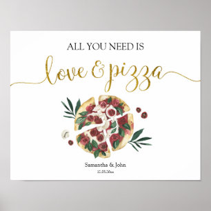 Poster Tudo o que você precisa é amor e pizza Sinal de Ch