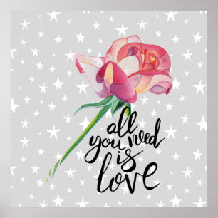 Poster Tudo o que Você Precisa é Amor Rosa