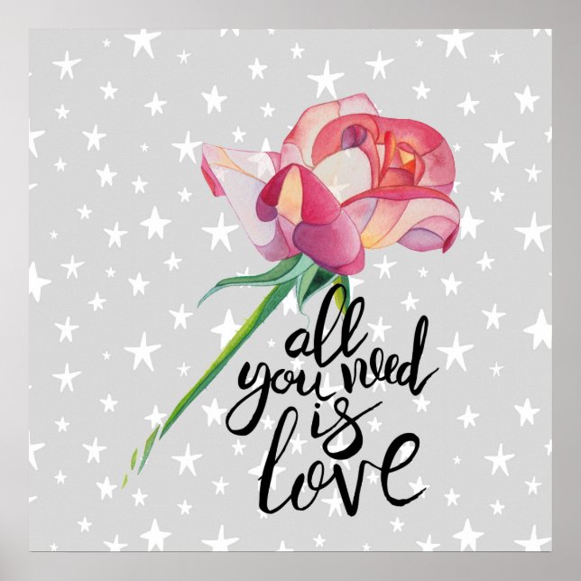 Poster Tudo o que Você Precisa é Amor Rosa (Frente)