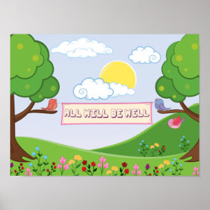 Poster Tudo Vai Ficar Bem Esperança As Árvores Pássaro
