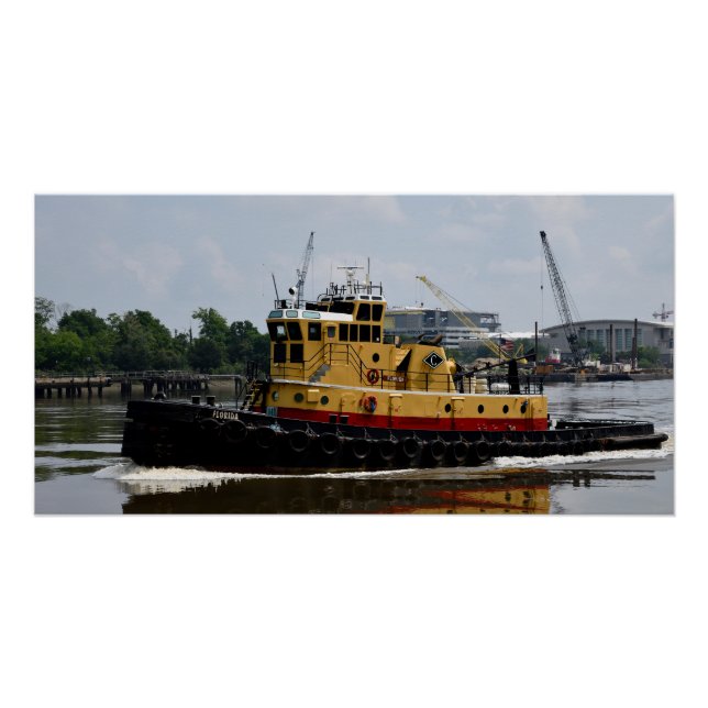 Pôster Tugboat a trabalhar no rio (Frente)