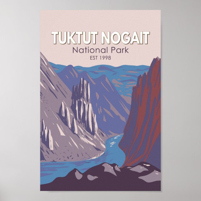 Poster Tuktut Nogait National Park Canadá Viagem Vintage (Frente)