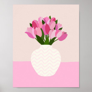 Poster Tulip Arranjo Floral Vase Rosa