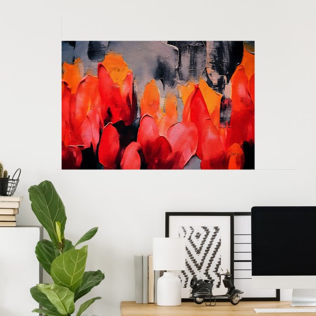 Poster Tulip Field – Abstract Floral Intensity (Escritório em casa)
