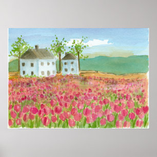 Poster Tulip Flower Field Shaker House Primavera Rosa Flo