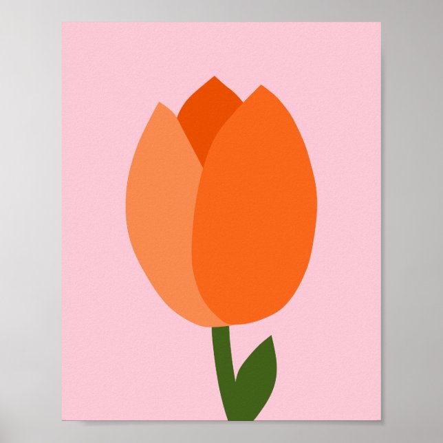 Poster Tulip Pastel Cor-De-Rosa E Laranja (Frente)