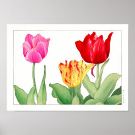 Poster Tulipa, Arte Japonesa para Blocos de Madeira