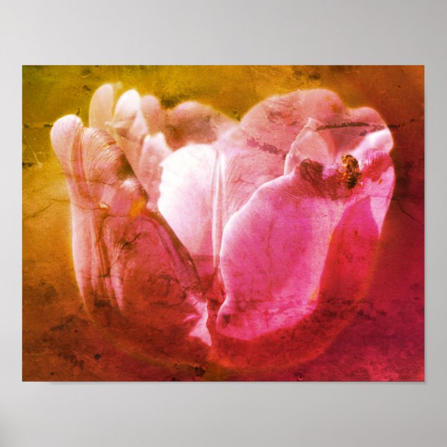 Poster Tulipa De lavanda Com Arte Minúscula De Abelha (Frente)