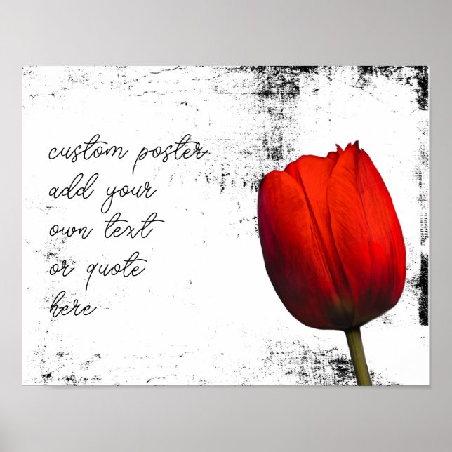 Poster tulipa vermelha adiciona texto distante preto e br (Frente)