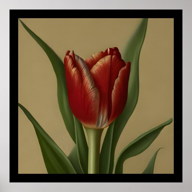 Poster Tulipa Vermelha chique Adorável (Frente)