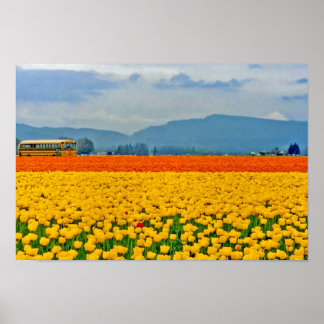 Poster Tulipas Amarelas e Ônibus Escolar