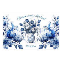 Tulipas Brancas e Azuis Elegantes no Casamento Vas