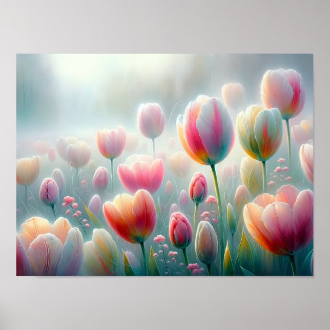 Poster Tulipas com guisado na Luz da Manhã Suave (Frente)