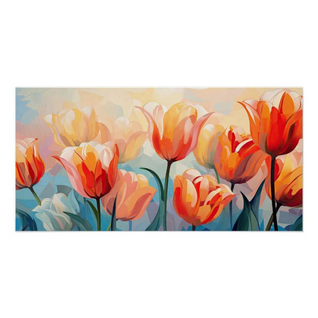 Pôster Tulipas de Aquarela (Frente)