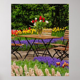 Pôster Tulipas de mesa no jardim, Jardins Keukenhof,