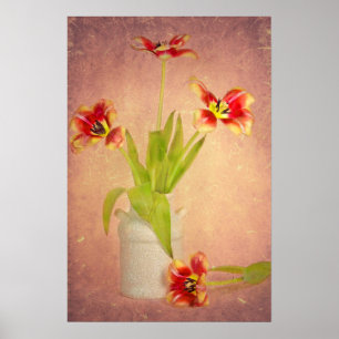 Poster Tulipas de primavera na textura