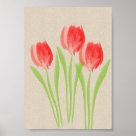Poster Tulipas de Primavera vermelho brilhante