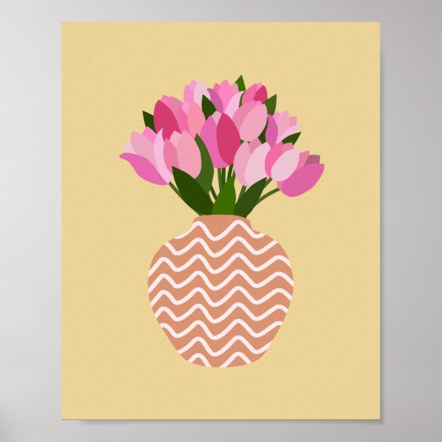 Poster Tulipas Dispostas De Forma Amarela E Rosa (Frente)