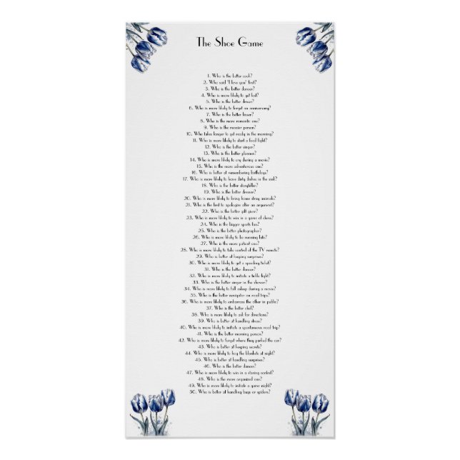 Pôster Tulipas em Azul Delft personalizável (Frente)