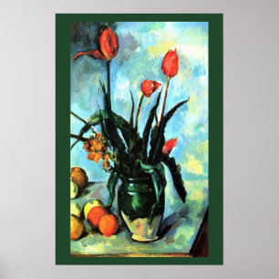 Pôster Tulipas em um Vaso por Paul Cezanne, Arte Antiga