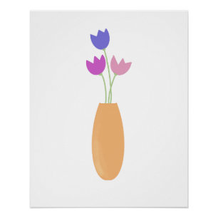 Pôster Tulipas em Vase Watercolor