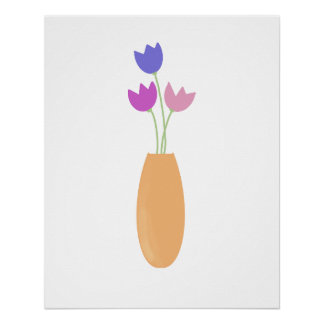 Pôster Tulipas em Vase Watercolor