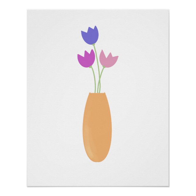 Pôster Tulipas em Vase Watercolor (Frente)