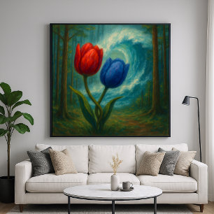 Poster Tulipas Envolvidas - Estilo Painterly Arte Floral