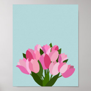 Poster Tulipas frescas Pastel Molho Azul