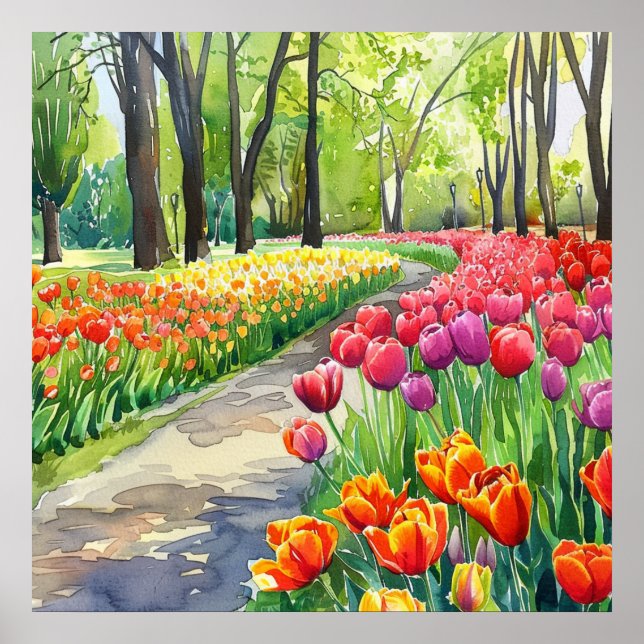 Poster Tulipas no Parque (Frente)