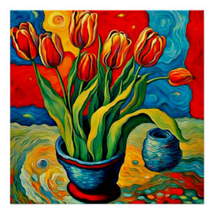 Pôster Tulipas no vaso
