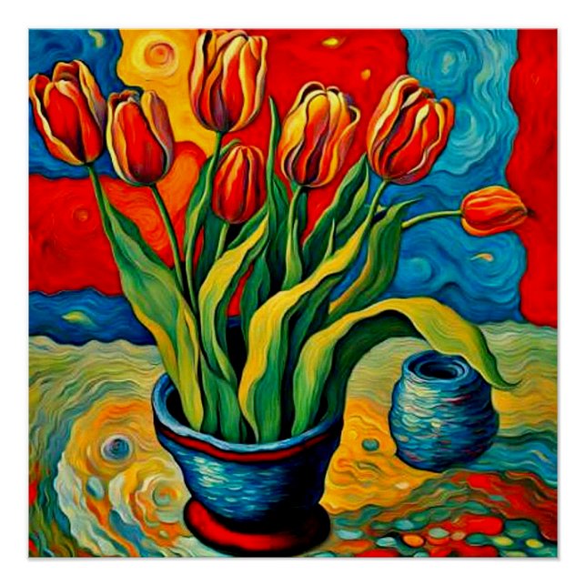 Pôster Tulipas no vaso (Frente)