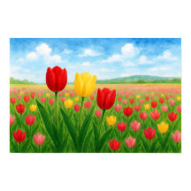 Tulipas Paisagem Original de Estilo Europeu e Amer