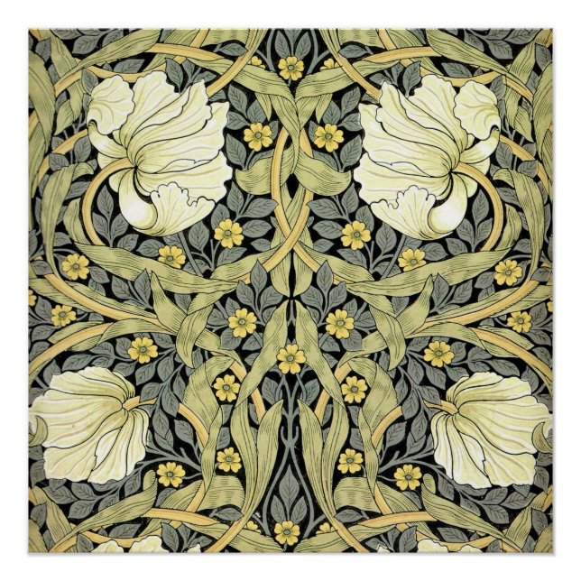 Pôster Tulipas Pimpernel Arte Botânica William Morris (Frente)