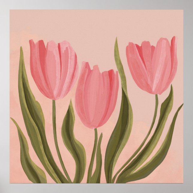 Poster Tulipas Rosa Bonito Painteramente (Frente)
