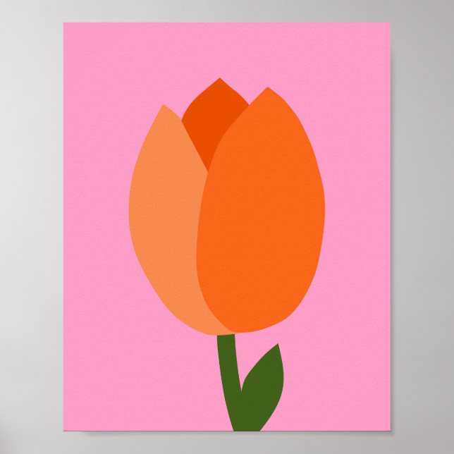 Poster Tulipas Rosa E Laranja (Frente)