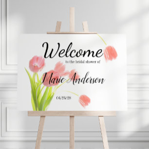 Poster Tulipas Rosa Suave Cartaz Floral Feminino Chá de N