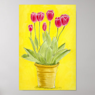 Poster Tulipas vermelhas em um vaso