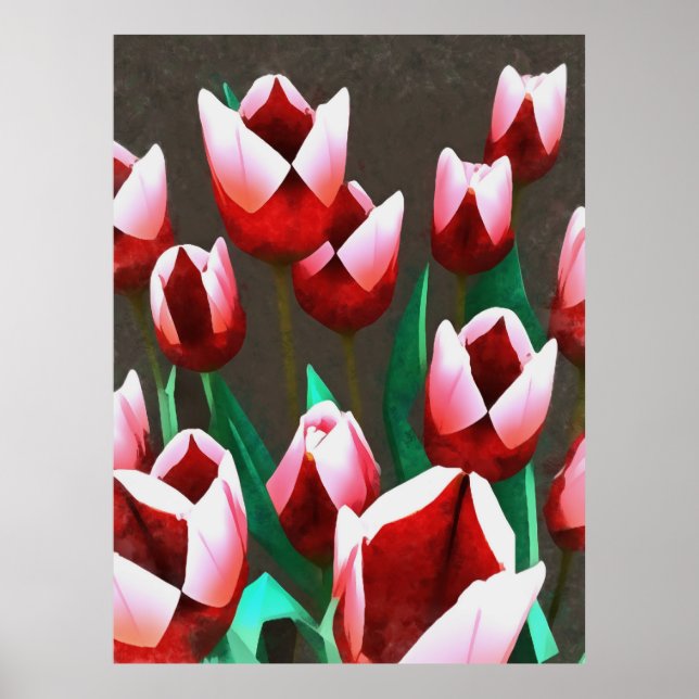 Poster Tulipas Vermelhos Abstrato (Frente)