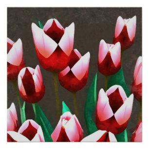 Pôster Tulipas Vermelhos Abstrato