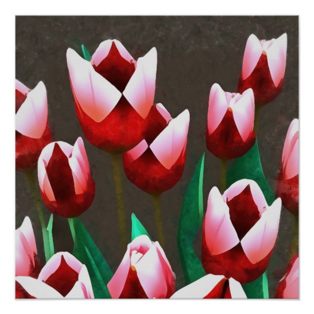 Pôster Tulipas Vermelhos Abstrato (Frente)