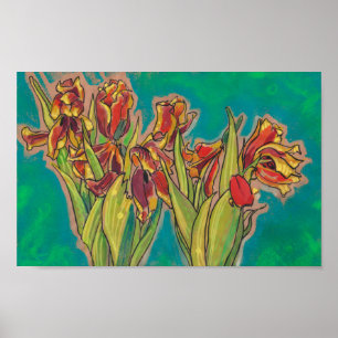 Poster Tulips Sketch, Flores De Mola Pintura Floral