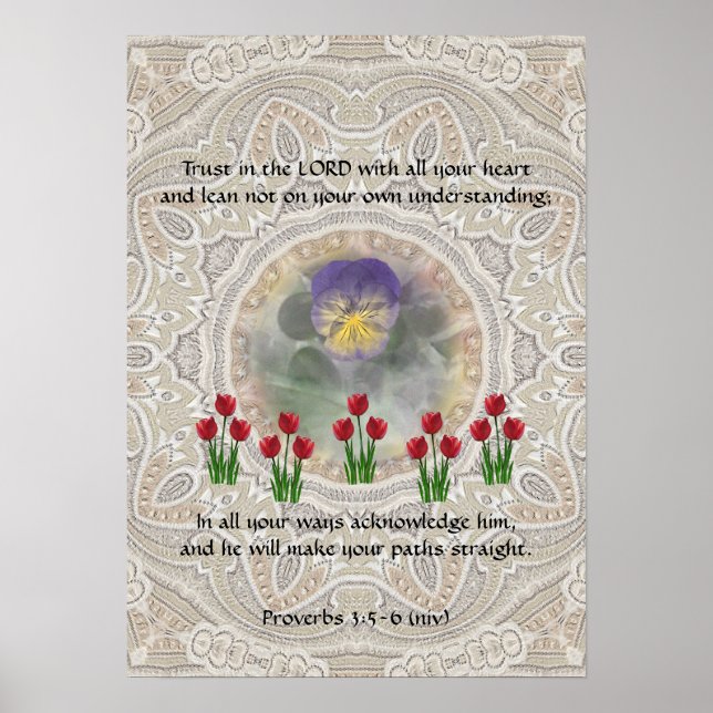 Poster Tulips Viola ~ Proverbs 3:5-6 (Frente)