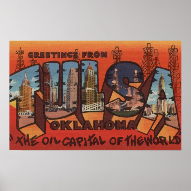 Poster Tulsa, OklahomaLarge - Letra ScenesTulsa, OK (Frente)