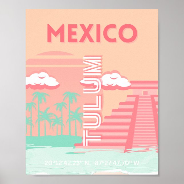 Poster Tulum, México, Viagem Art (Frente)
