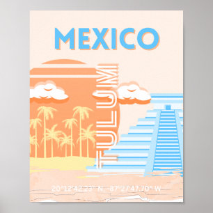 Poster Tulum, México, Viagem Art, Summer Beach